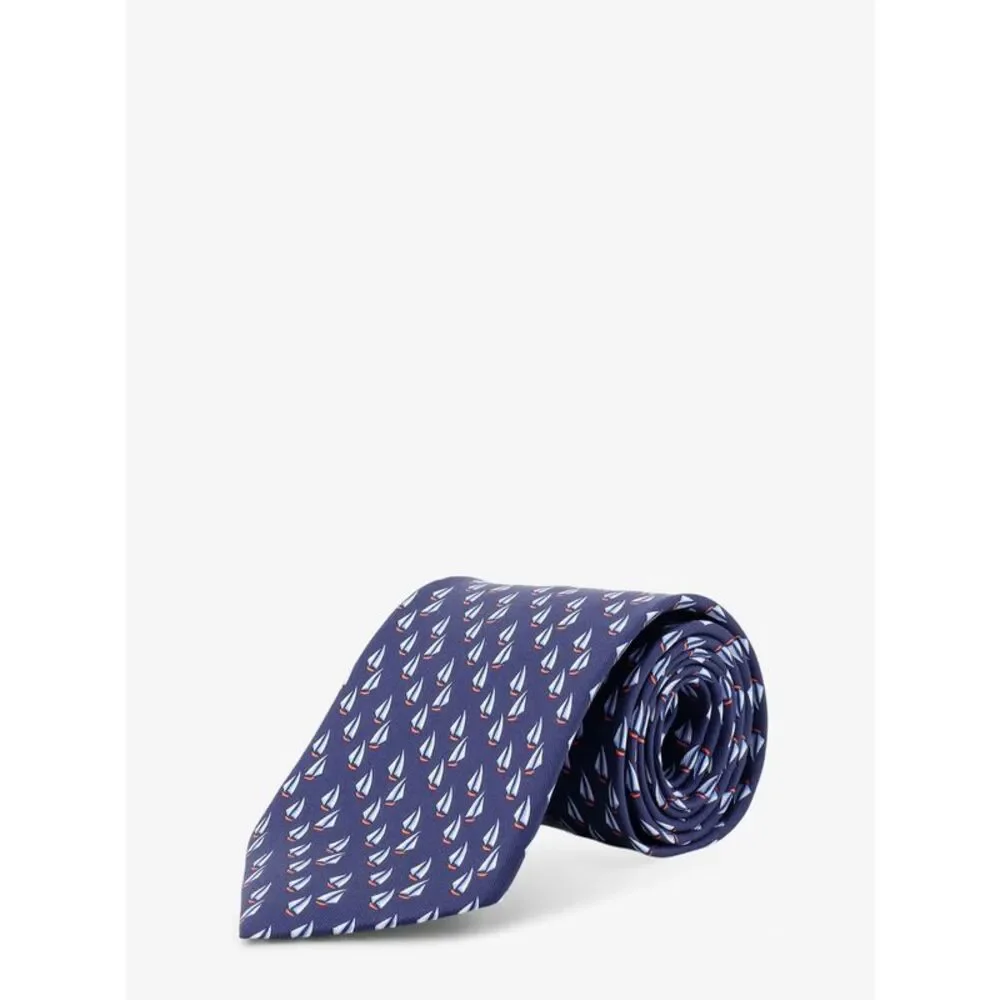 Ferragamo Men Catamarano Silk Tie With Nautica Print - Picture 1 of 2